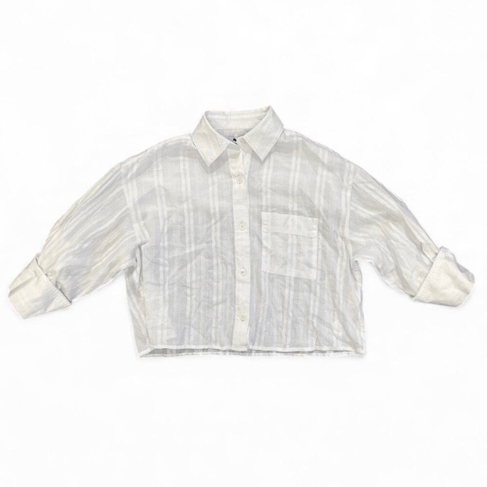 NWT Madewell Straight-Hem Shirt in Cotton Dobby White Size XXS - Picture 6 of 9